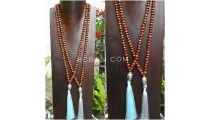 2color mala wooden bead  brown color necklace tassels buddha prayer